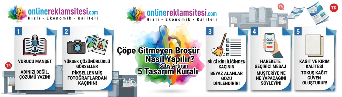 Online Reklam Sitesi kurumsal kimlik çalışmaları ve broşür tasarım rehberi için hazırlanan kapak görseli.