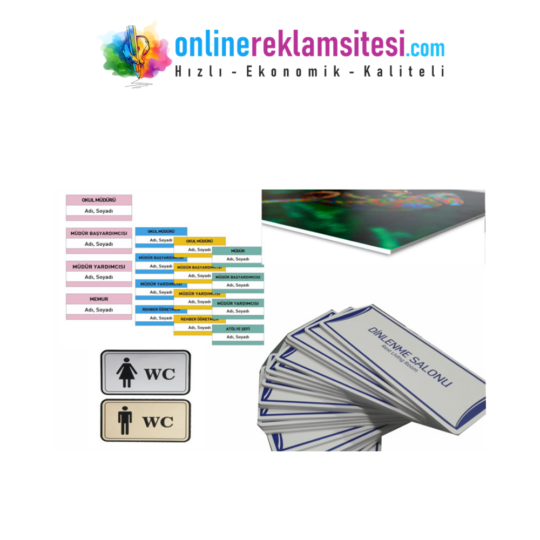 Renkli okul ve ofis dekota kapı isimliği örnekleri