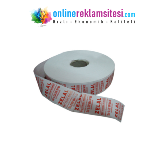 Zelal Halı Yıkama logolu beyaz rulo japon akmaz tekstil etiketi