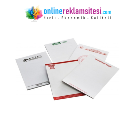 Kilim, Ezine Devlet Hastanesi ve Anafartalar Bilişim markalarına ait özel baskılı üstten tutkallı bloknot çeşitleri.